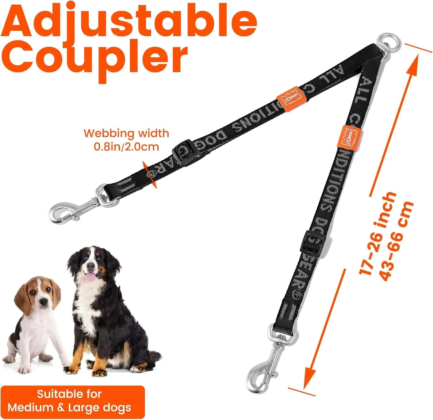 Dual Dog Leash Coupler with 360° Swivel