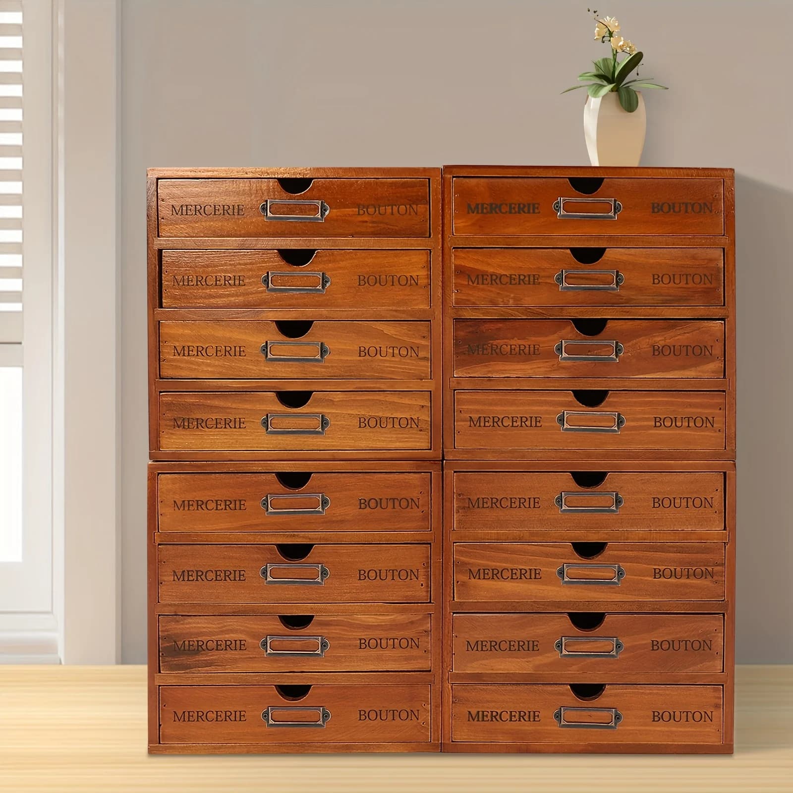 Wooden 4-Drawer Desktop File Cabinet