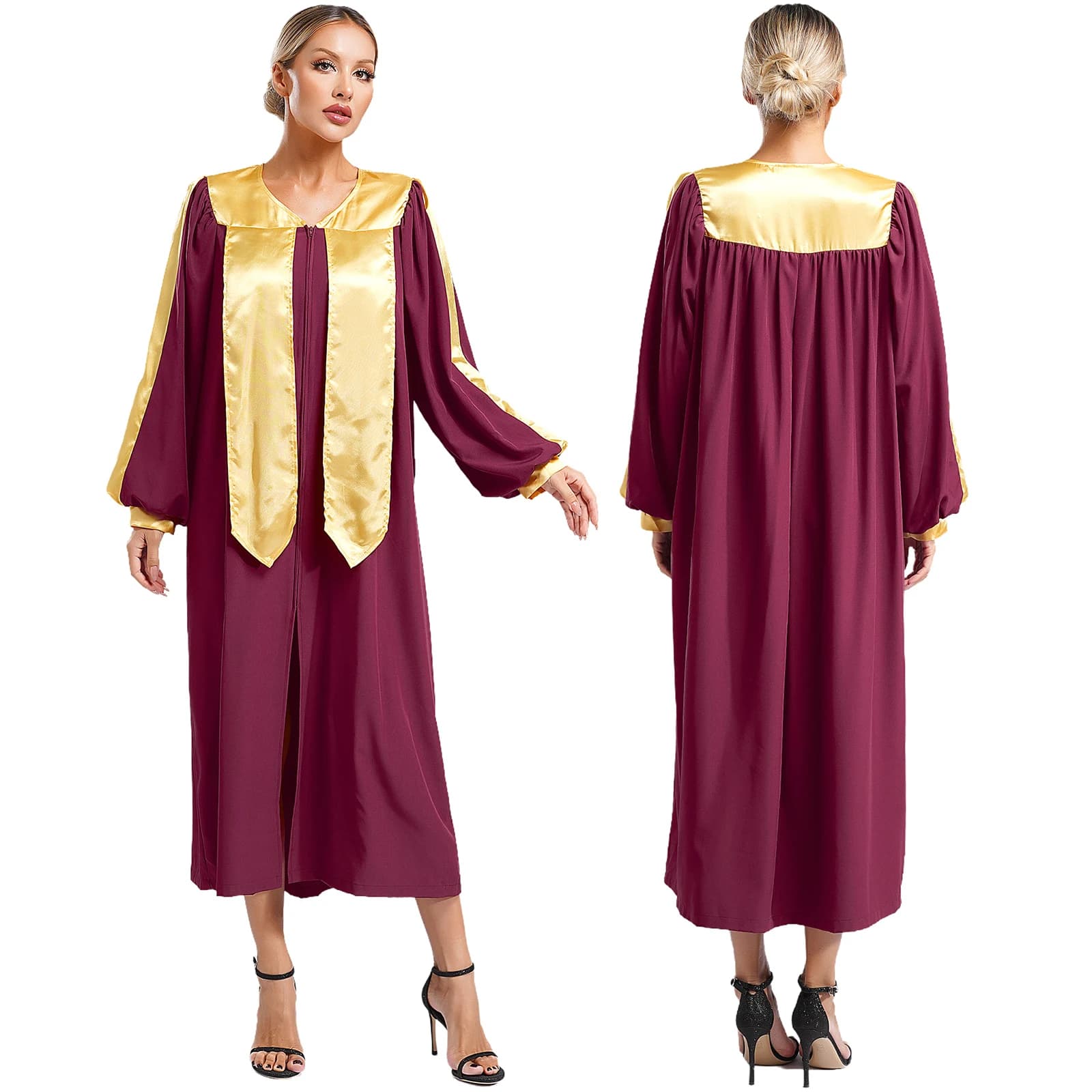 Women's Clergy Robe with Embroidered Sleeves