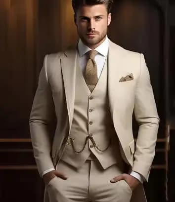 Men's Slim Fit Three-Piece Suit with Vest