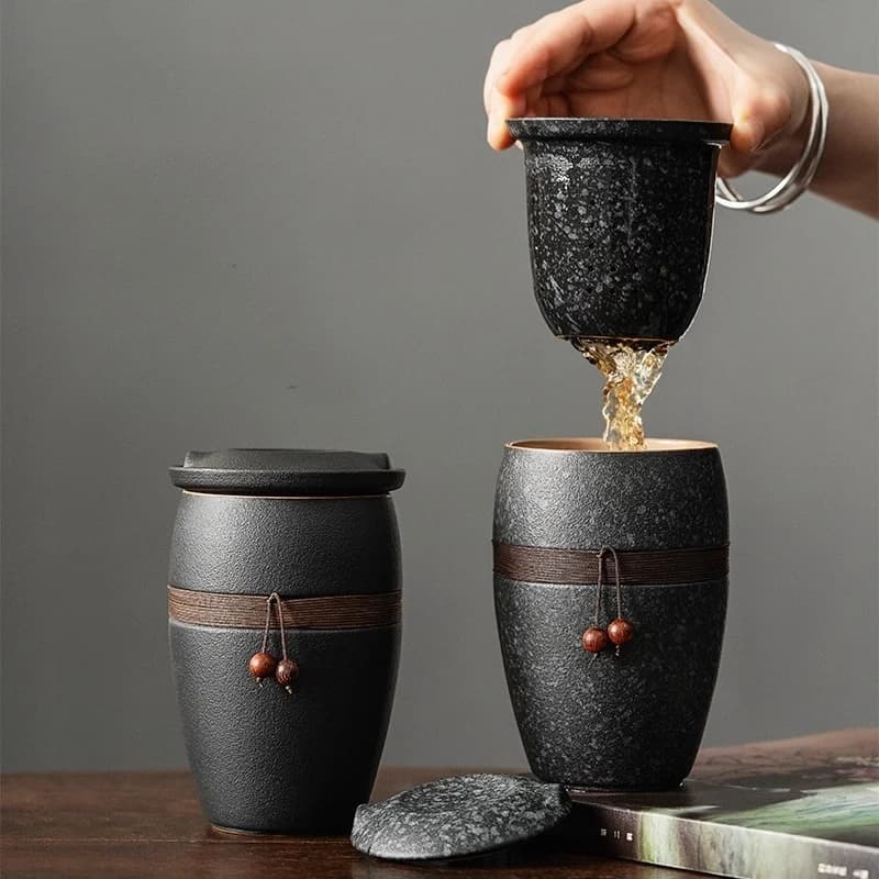 Ceramic Tea Cup with Infuser and Lid