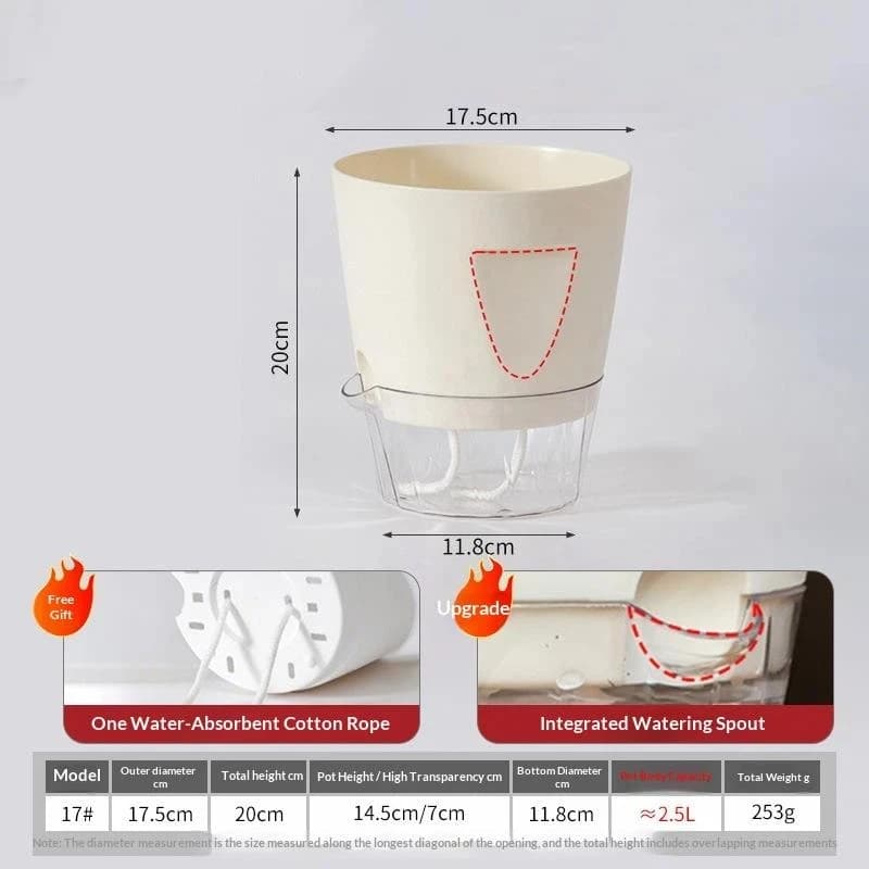 Self-Watering Plant Pot with Water Level Indicator