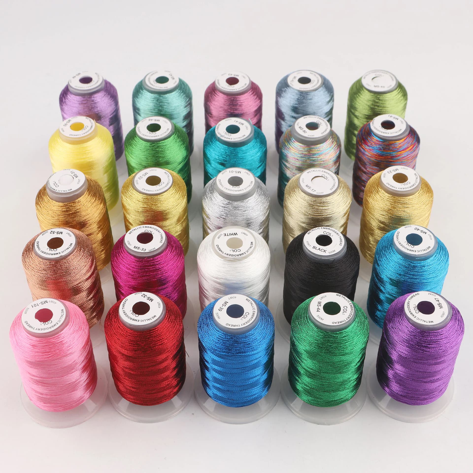 Metallic Embroidery Machine Thread Kit, 25 Colors