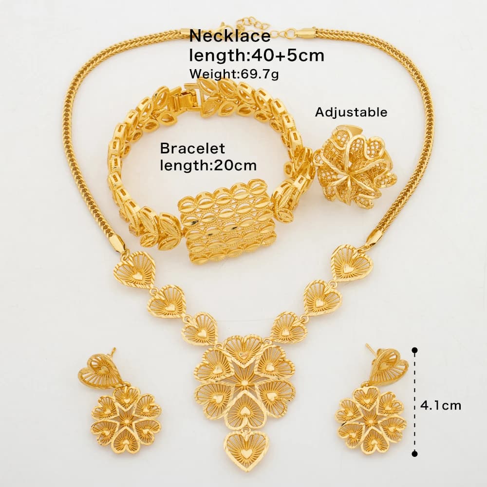 Jewelry Set for Party Pendant Necklace and Earrings with Bracelet Ring Set for Engagement Necklace Earrings