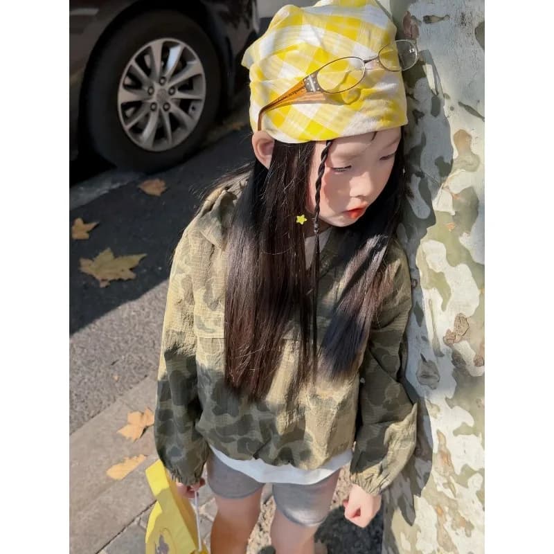 Girls Camouflage Hooded Casual Western Jacket