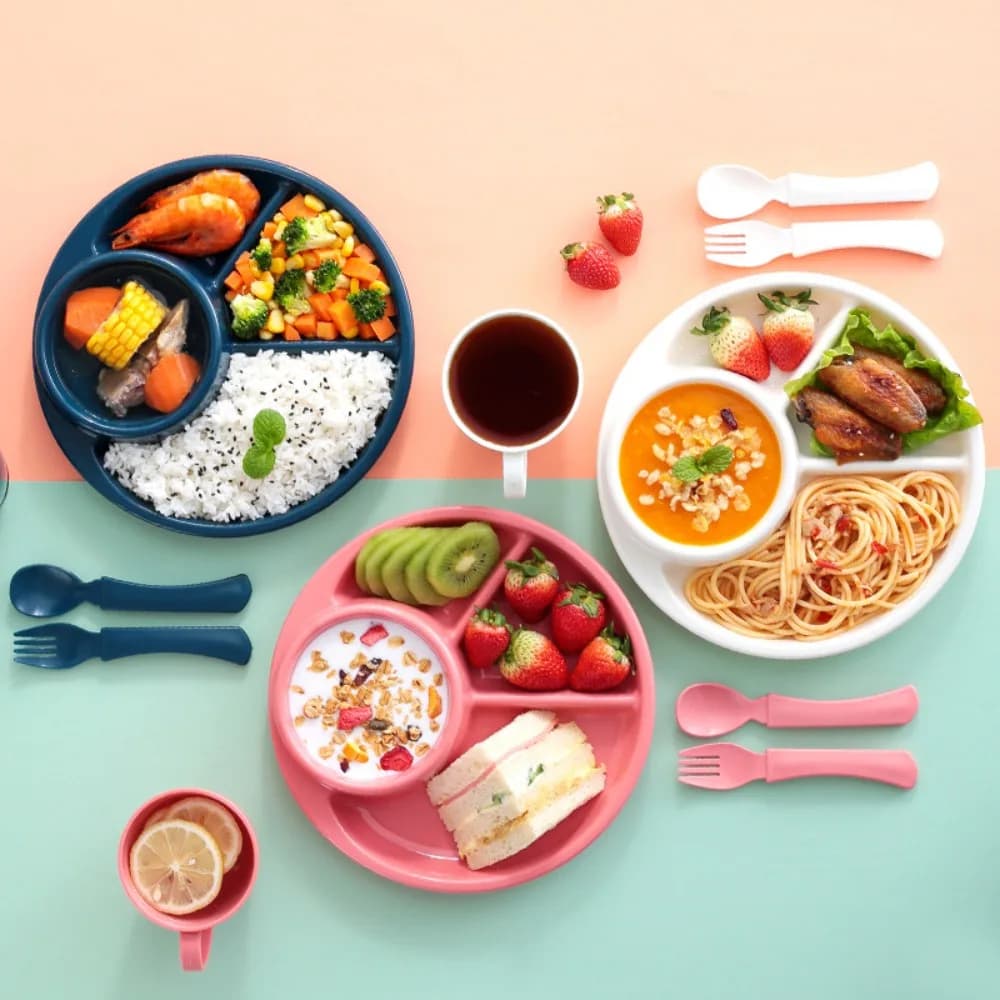 Round Divided Dinner Plate with 4 Compartments