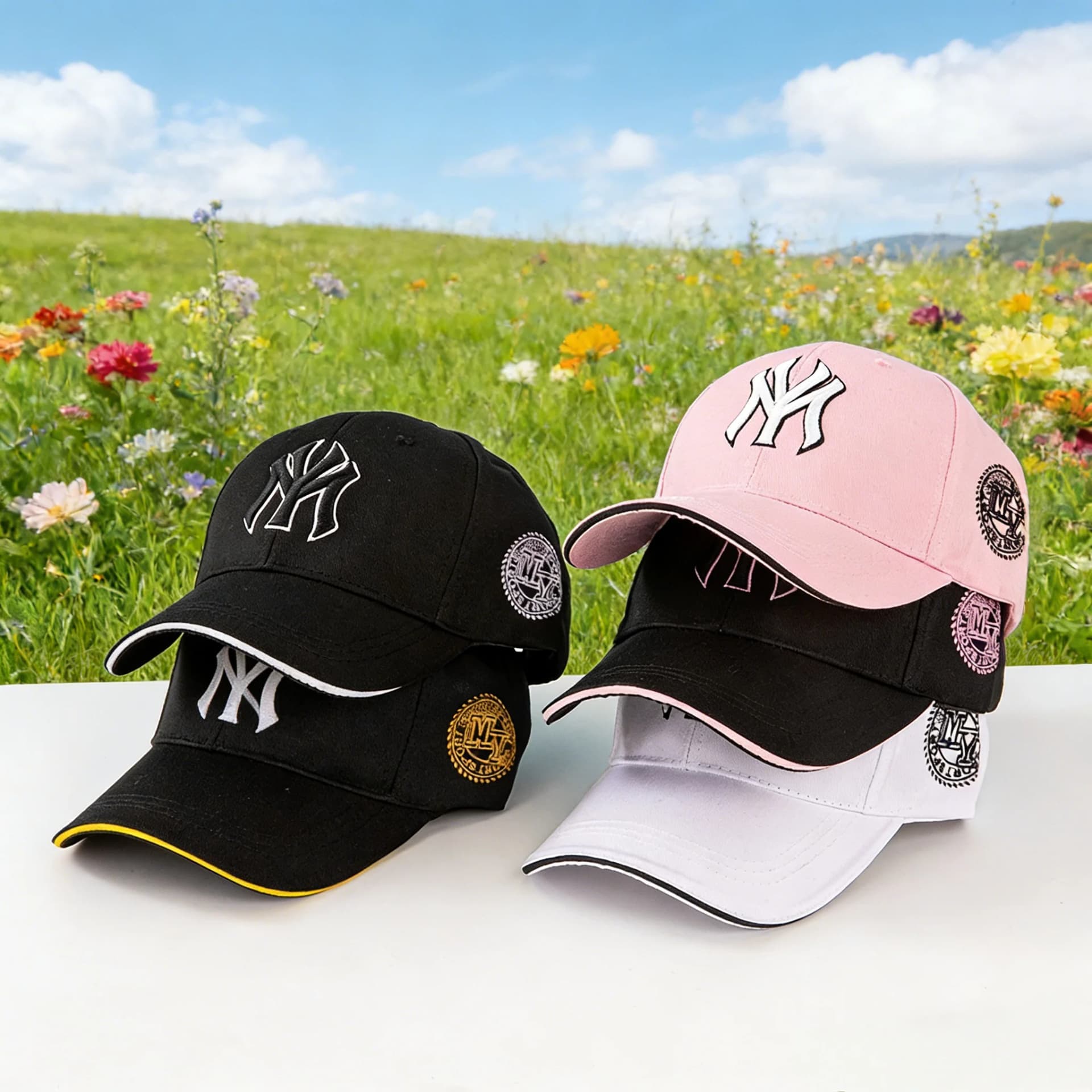 Classic Baseball Cap with Retro Badges