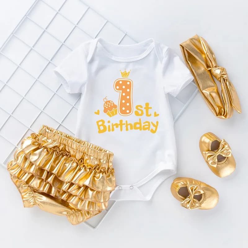 Newborn Baby Clothes Bodysuit For Newborn Top Short-Sleeve One Year Birthday Clothes Baby Girl Kids Rompers Playsuit