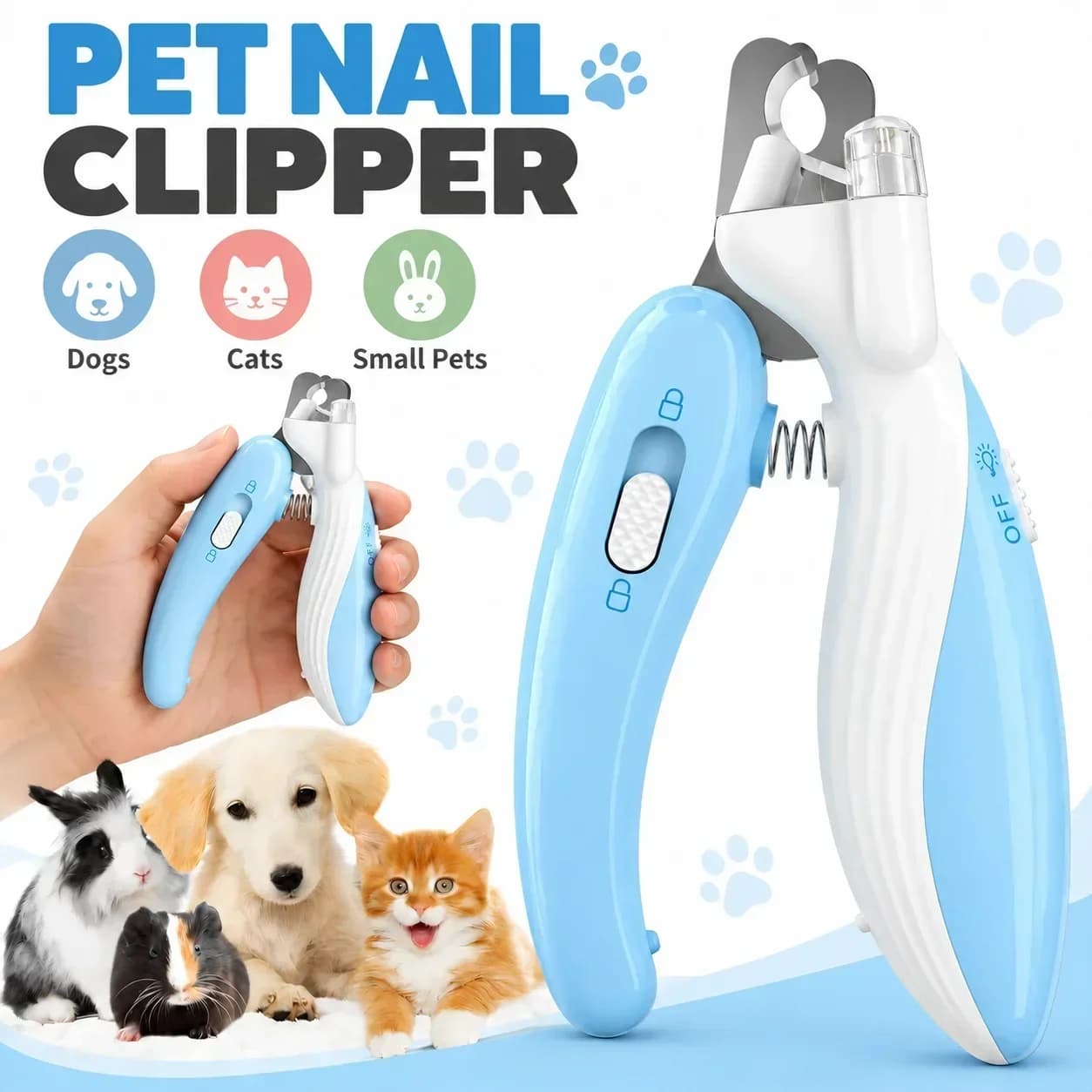 LED Pet Nail Clippers with Safety Guard