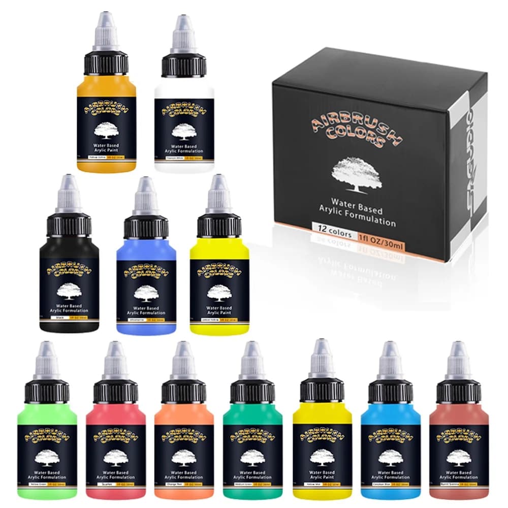 Acrylic Paint Set 12 Colors 30ml Bottles