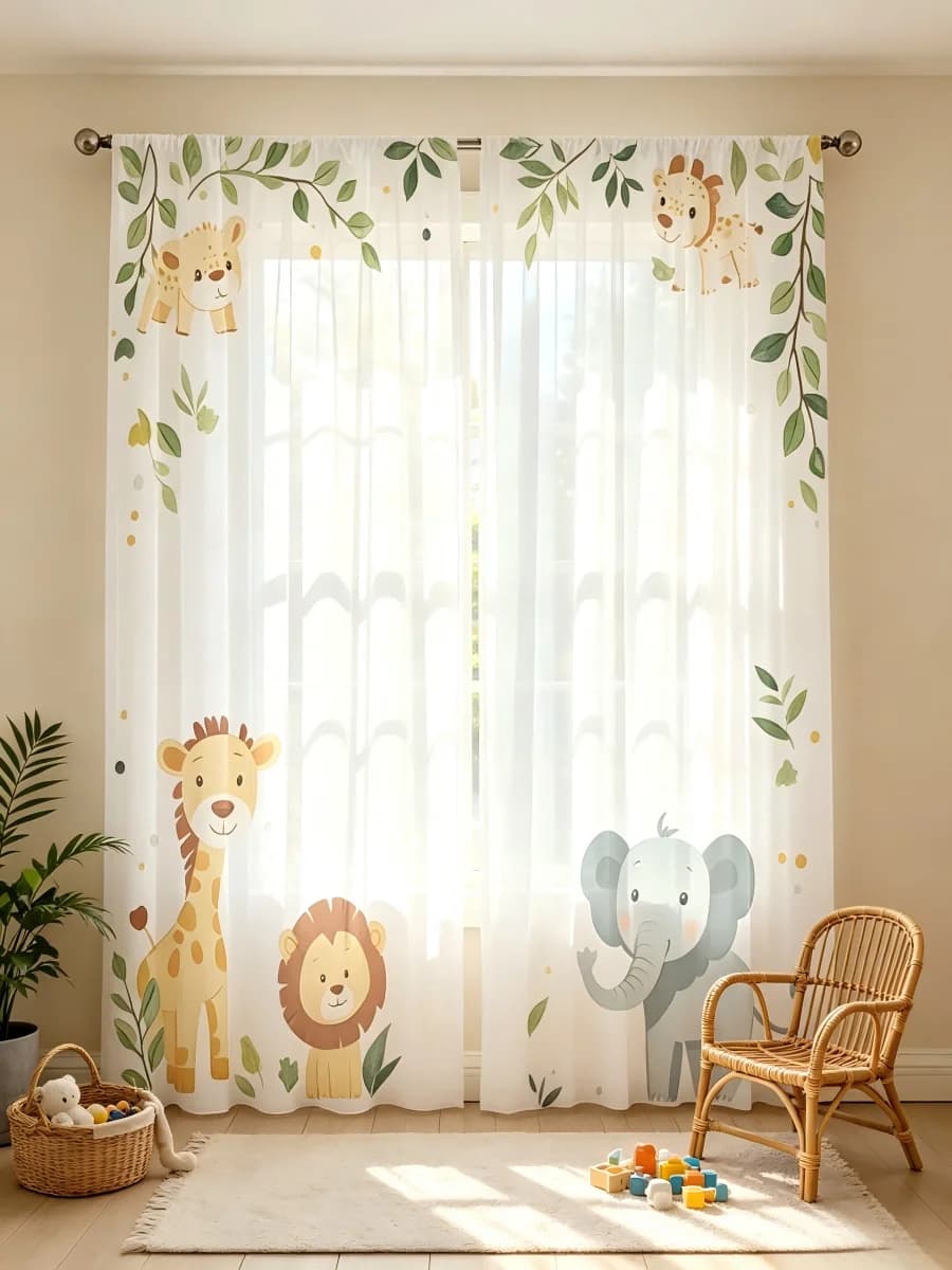 Forest Playground Sheer Curtain Panels