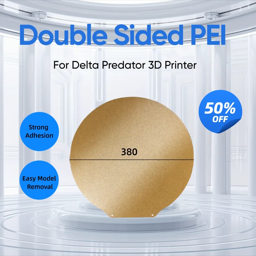 Delta Predator PEI Build Plate Dia 380mm Double Side Textured PEI Spring Steel Sheet Heated Bed Dia270/309mm Flsun T1 Pro V400