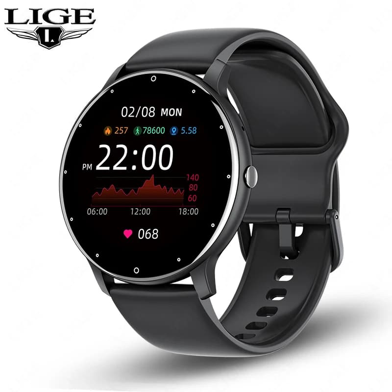 LIGE Smart Watch Women Men Full Touch Screen Bluetooth Call Smartwatch Waterproof Sports Fitness Tracker Watches for Android iOS