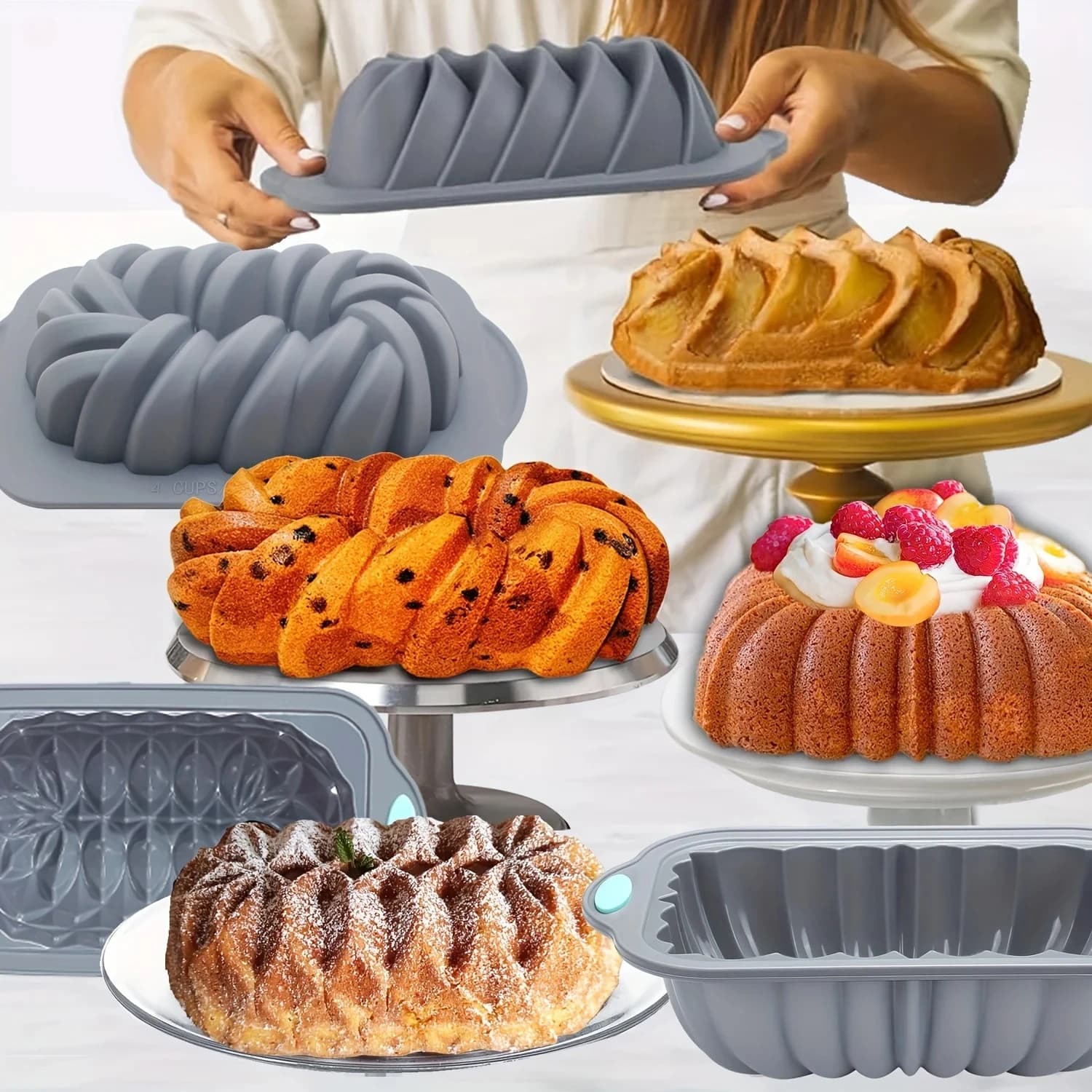 Silicone Bakeware Set with Assorted Cake Molds