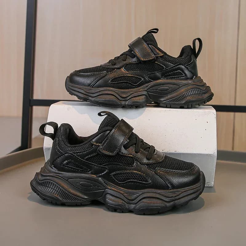 Students Sneakers Thick Soft Sole Trendy Children Running Shoe Solid Color Versatile 2024 New Fashion Kids Sports Shoes Non-slip