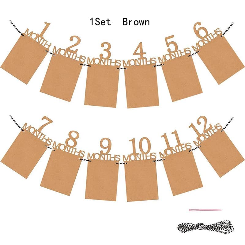 Birthday Baby One Year 12 Months Photo Banner Baby Boy Girl 1 Year Birthday Party Decor Photo Garlands Baby First Birthday Party