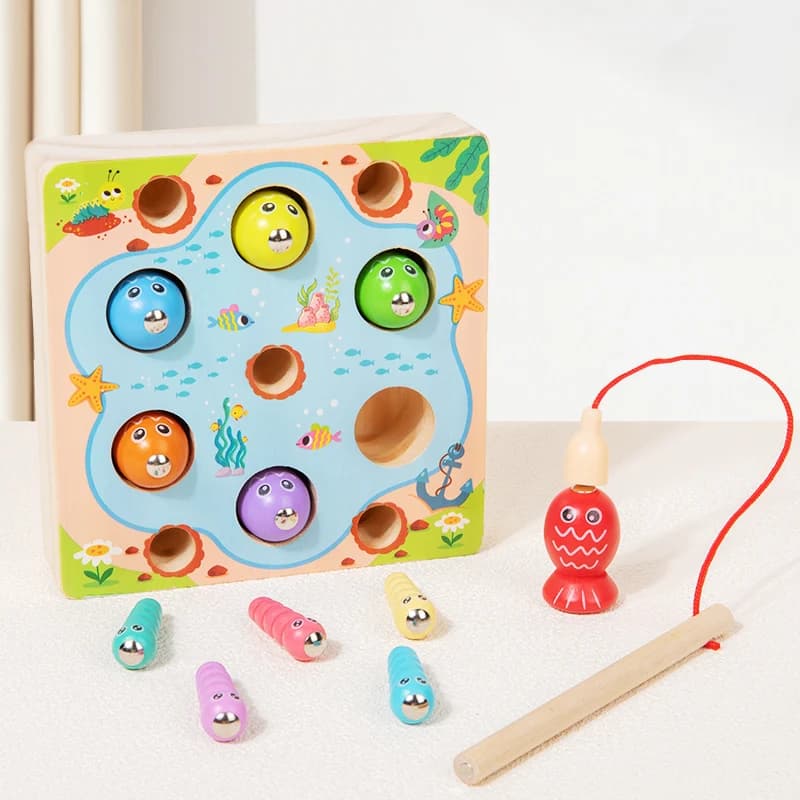 Children Wooden Fishing Game Toys Early Education Color Cognitive Toy Kids Interactive Games Toys for Gifts Fine Motor Skill