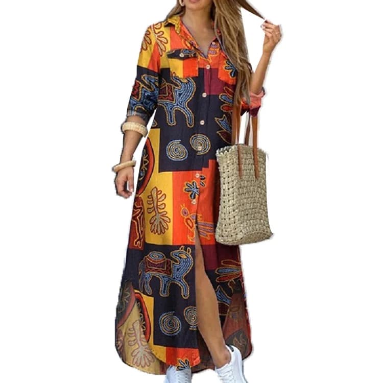 Women Dresses 2026 new fashion sexy single-breasted long dress loose lapel spring autumn women's clothing vestidoes
