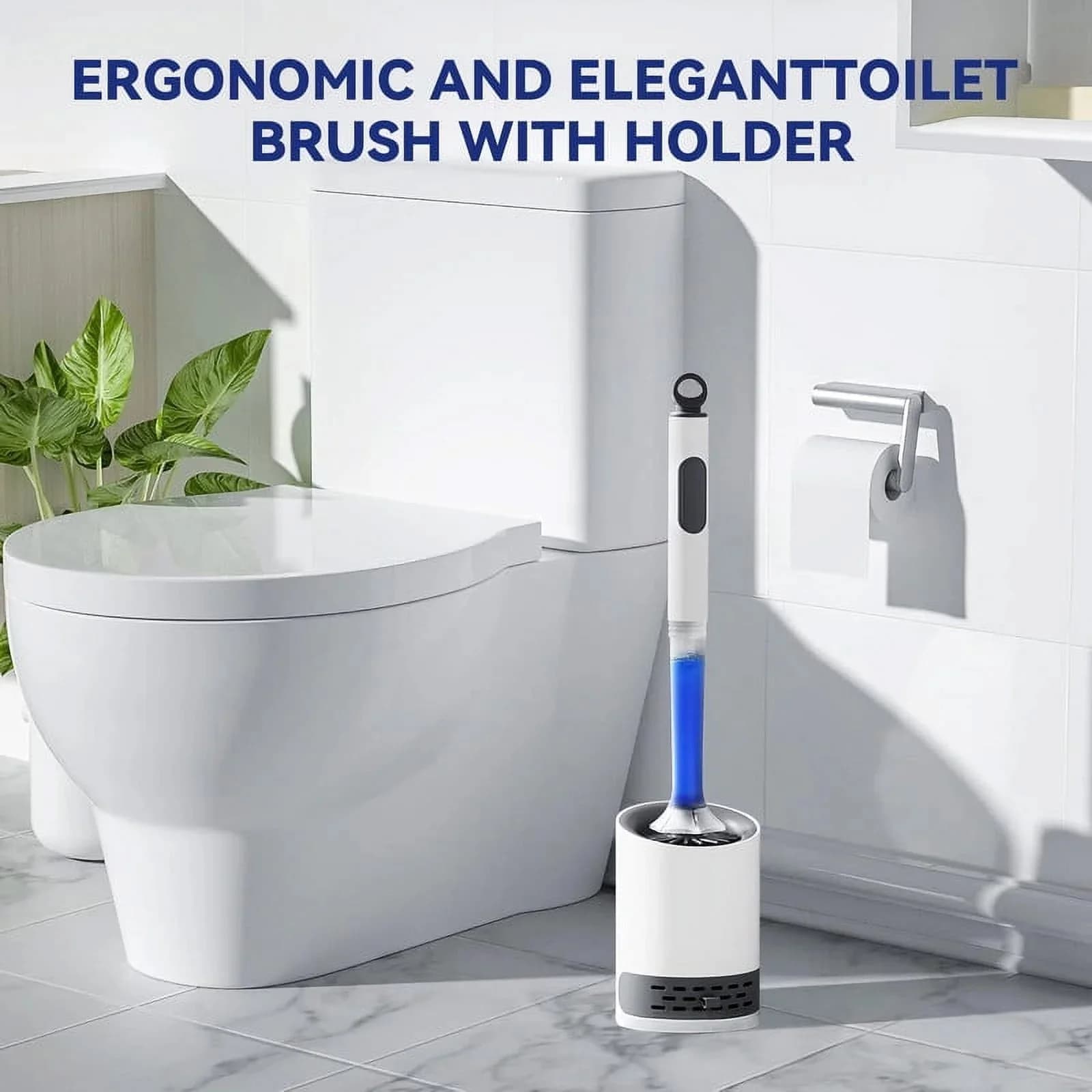 Toilet Bowl Brush Holder with Refillable Dispenser