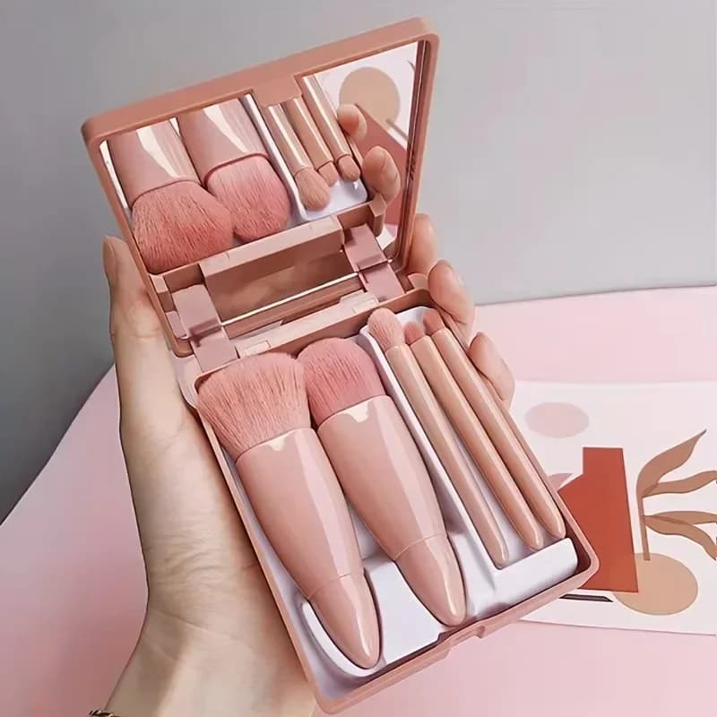 Makeup Brush Set with Mirror and Portable Box