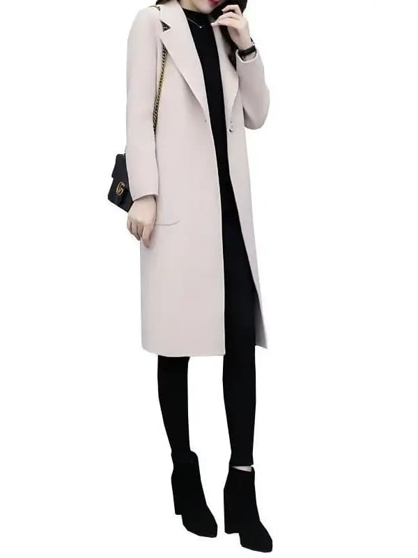 Plus Size Knee-Length Winter Woolen Coat