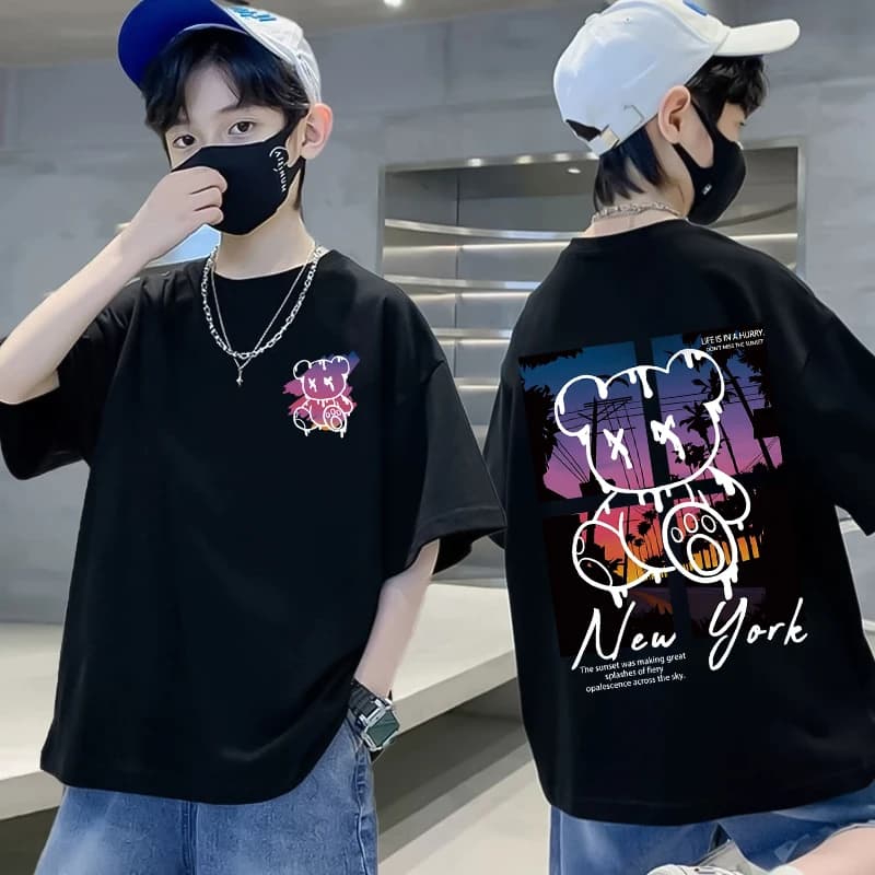 Korean Summer Cotton Graphic T-Shirt For Kids