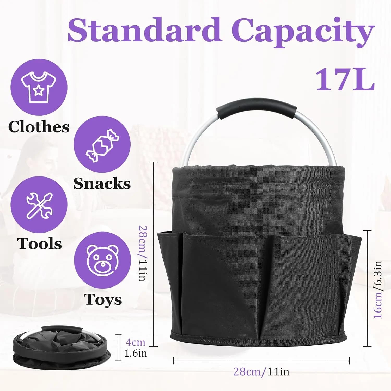 17L Foldable Cleaning Caddy with Handle