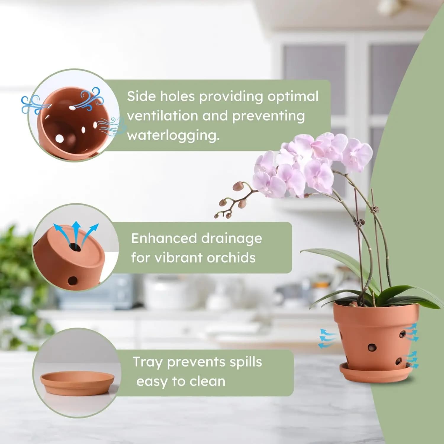 Terracotta Orchid Pots with Drainage Holes, 4.5 Inch, 6-Pack