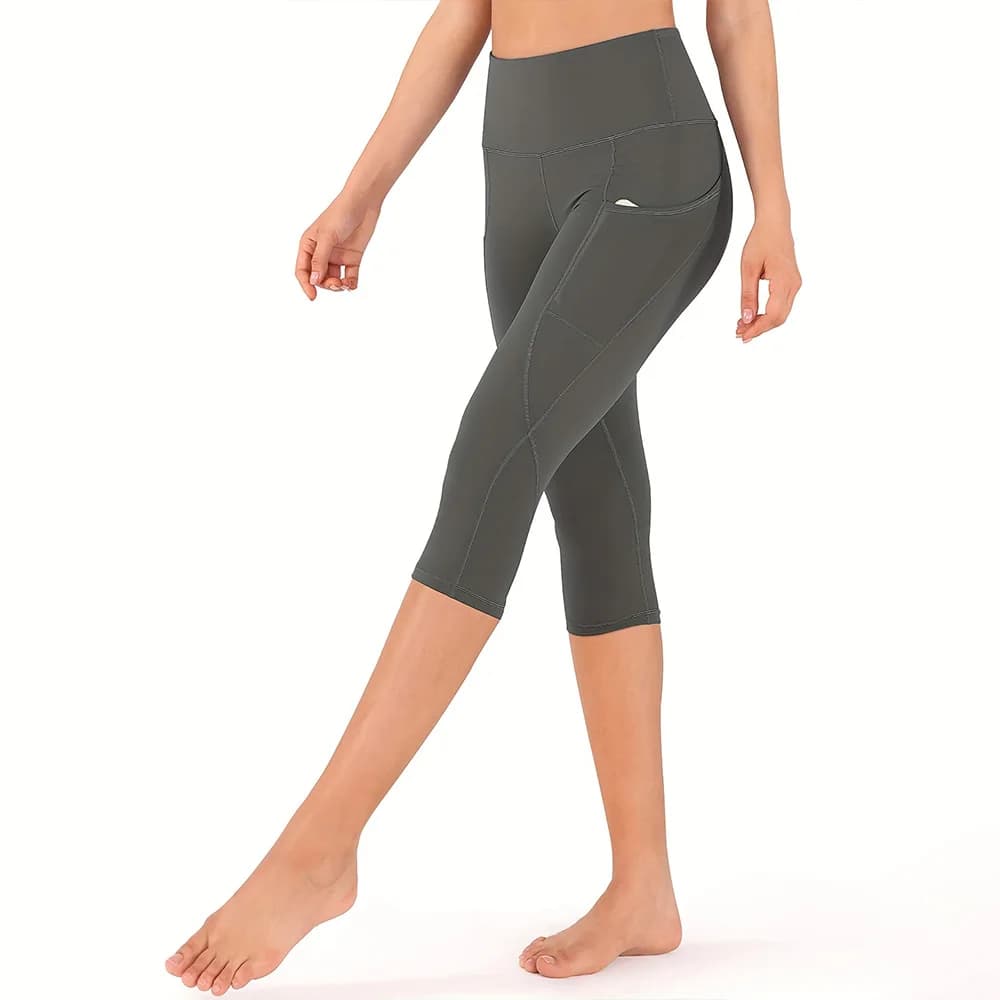 Women's High Waisted Capri Leggings with Pockets