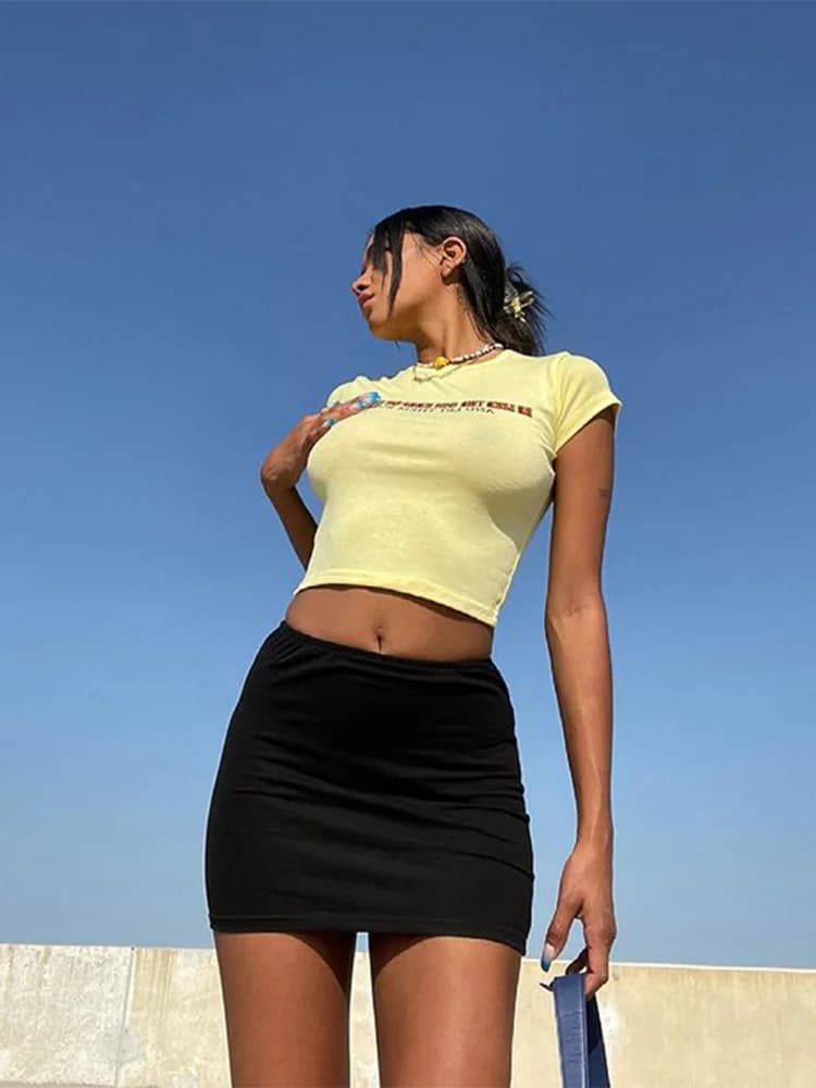 High-Waisted Black Pencil Skirt