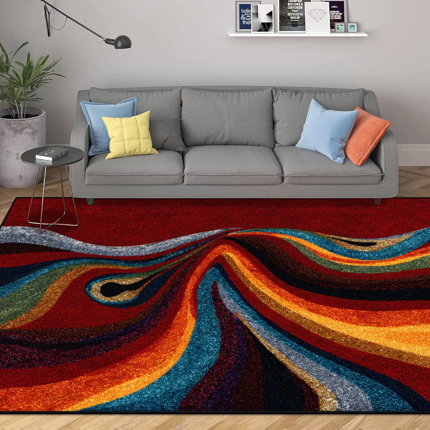 Modern Geometric Area Rug with Non-Slip Base