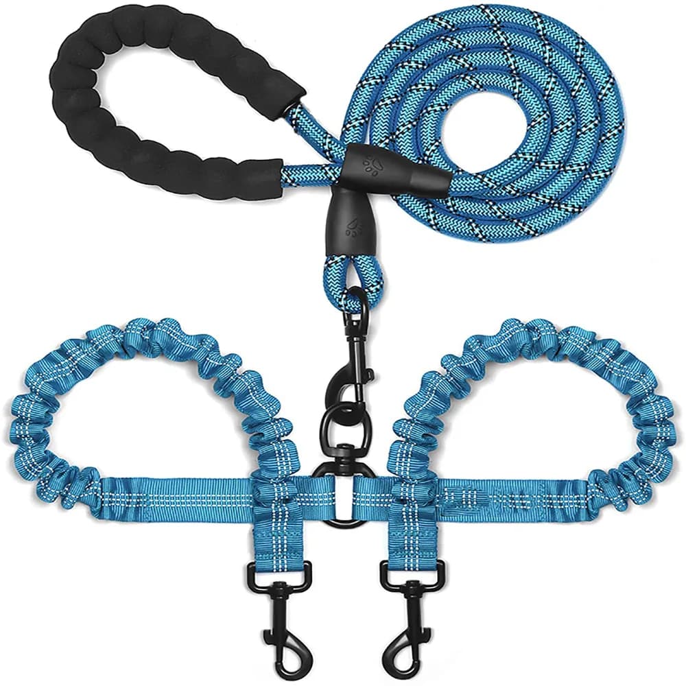 Double Dog Leash Coupler with Poop Bag