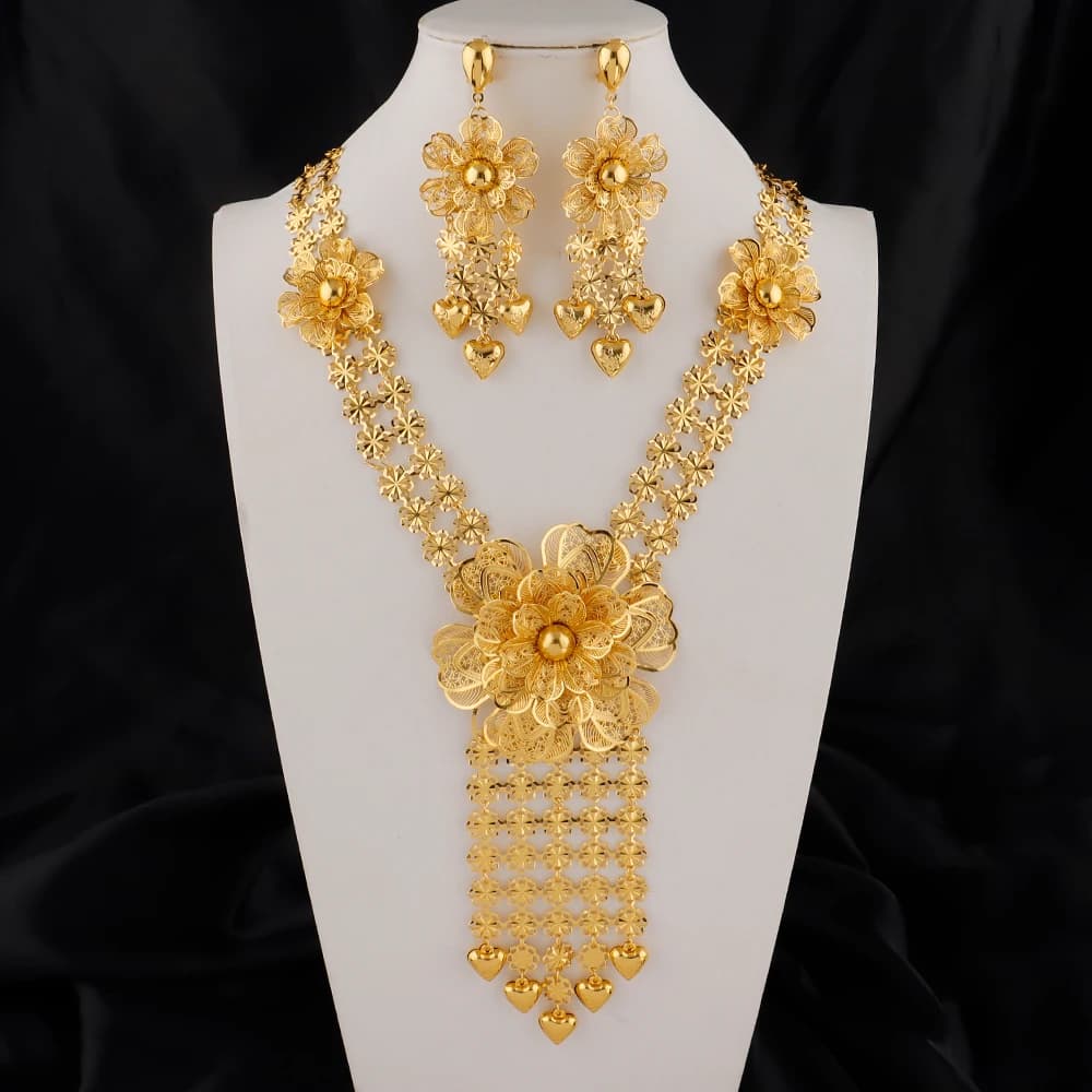 Middle East Jewelry Set Luxury Jewelry Sets Gold Plated Jewelry Tassel Necklace and Earrings Jewellery Set Wholesale