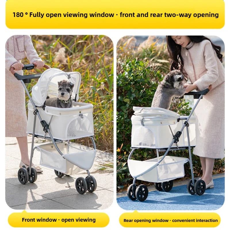2025 New Pet Stroller,Three-wheel Pet Stroller,Lightweight,Two-way,Large Space,Detachable Basket,Foldable,High View,Breathable