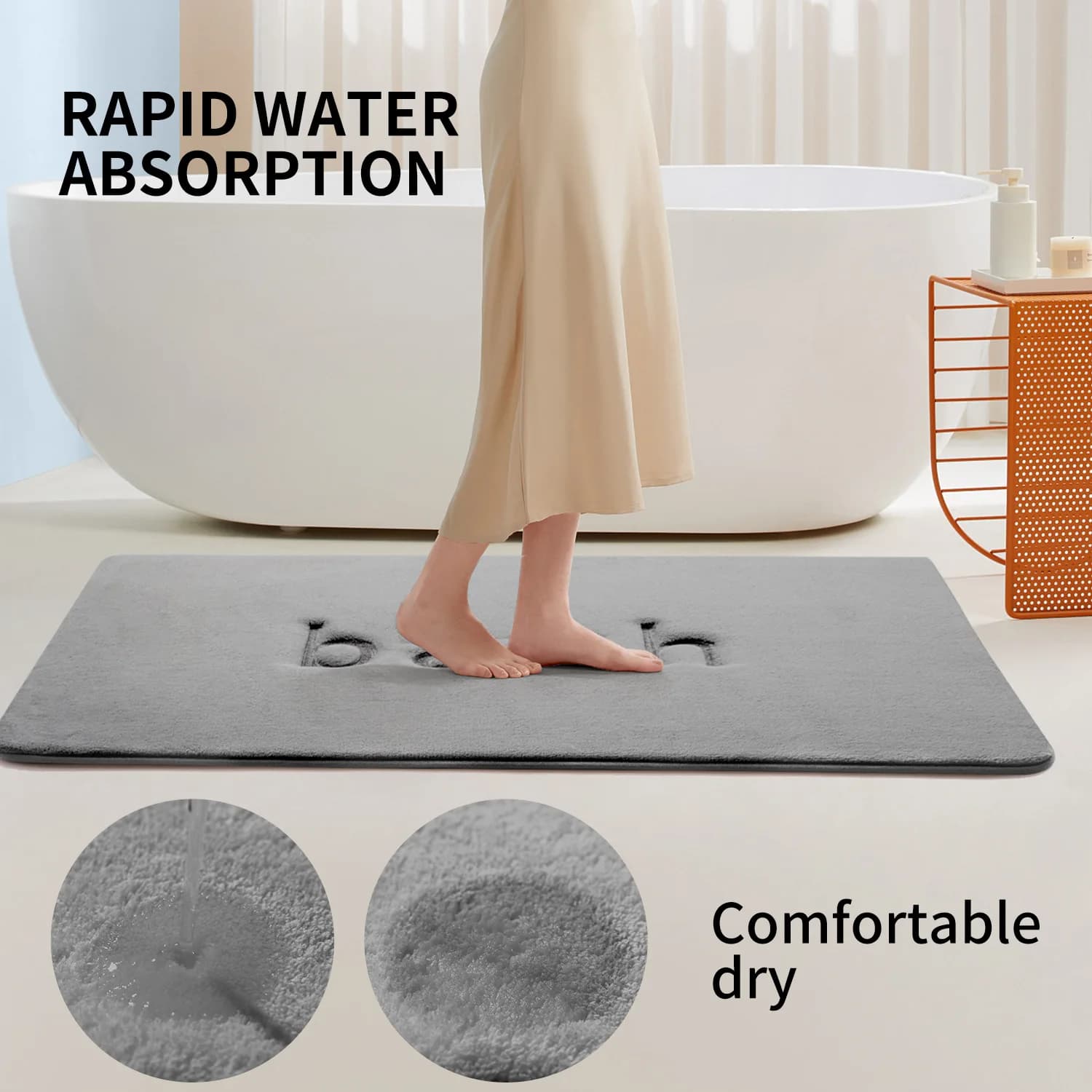 Soft Solid Color Bath Mat Water Absorbent