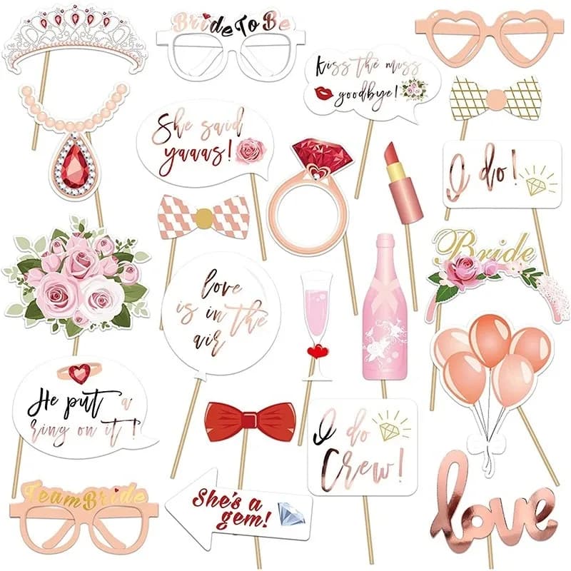 Wedding Photo Booth Props Set 23 Pieces