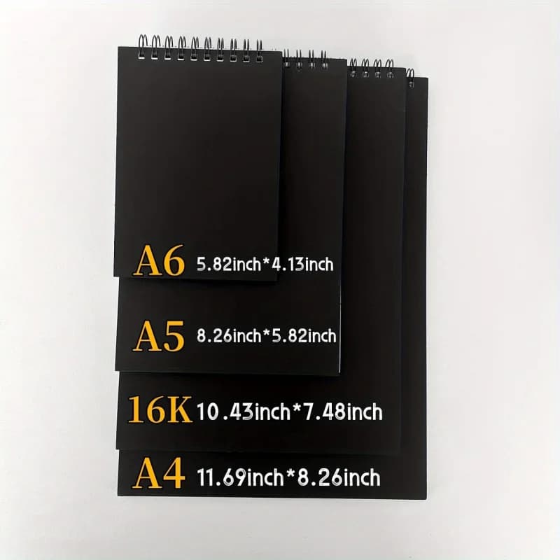 Black Artist Sketchbook Spiral Bound Drawing Pad