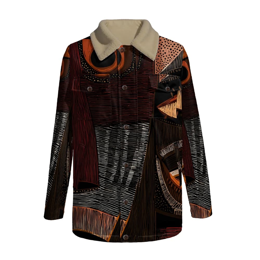 Retro Geometric Parka Jacket