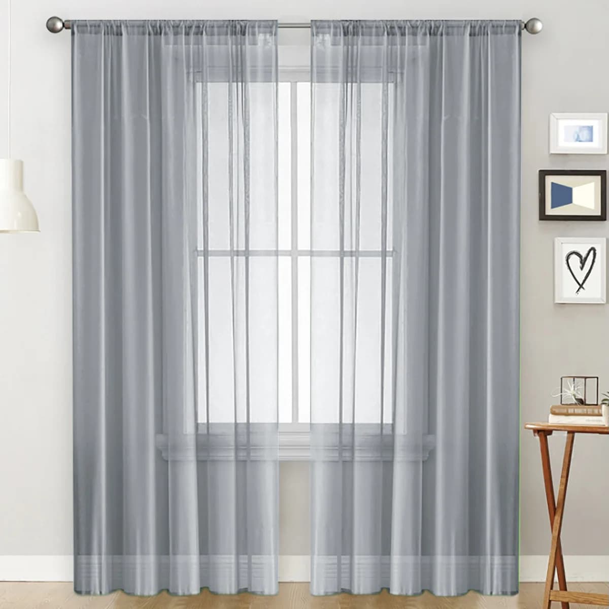 Sheer Tulle Curtains with Rod Pocket
