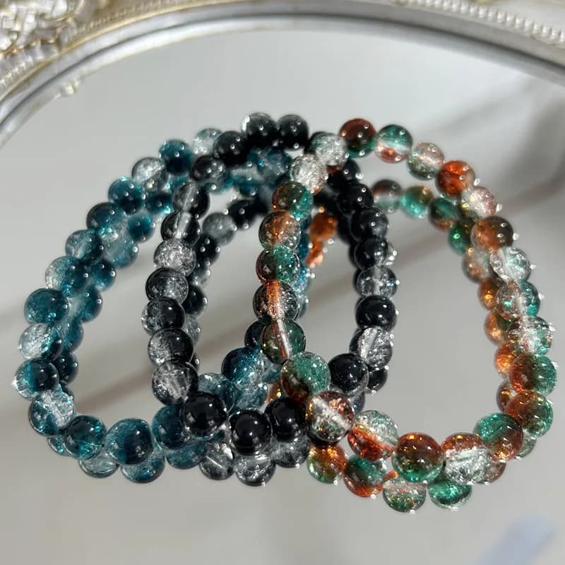 8mm Beaded Stretch Bracelet Cracked