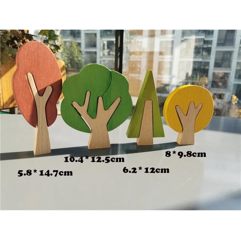 Wooden Rainbow Tree Building Blocks Set
