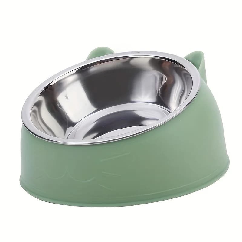 Stainless Steel Cat Ear Dual Bowl Feeder