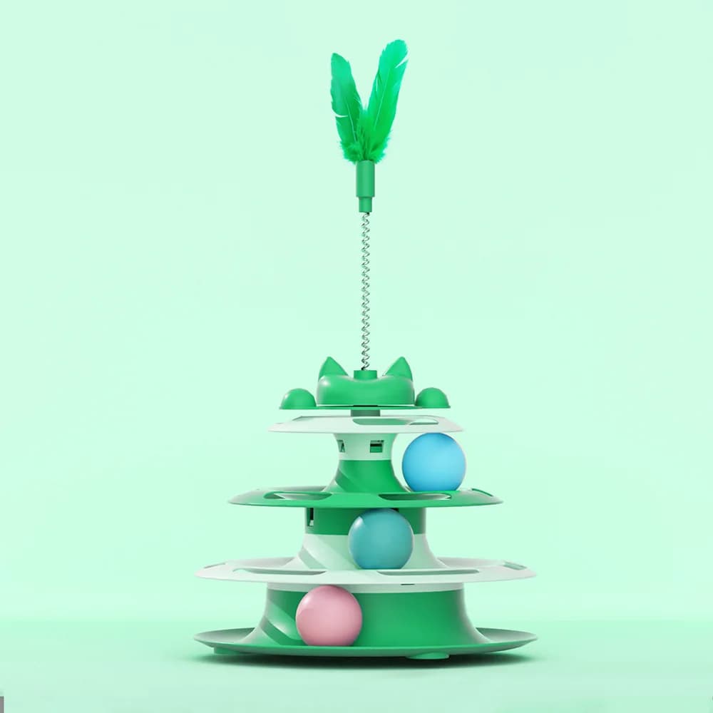 Cat Toys for Self-Entertainment: Interactive Turntable, Teaser Wand, Balls - Anti-Boredom for Kittens & Adult Cats,