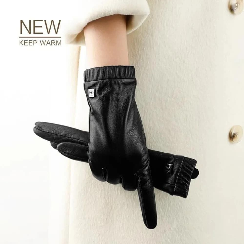 Fleece-Lined Leather Touchscreen Gloves