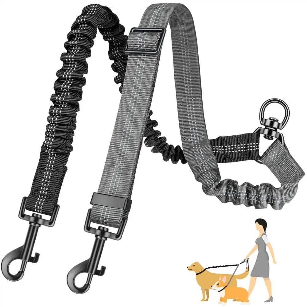 Double Dog Leash with Elastic Training Rope