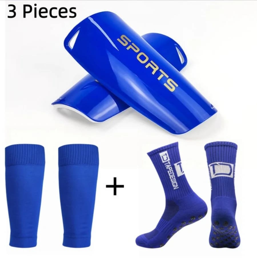 Football Gear Kit 3Pcs Soccer Protective Training Equipment Breathable Sleeves Calf Sleeves Silicone Grip Socks Sports Set