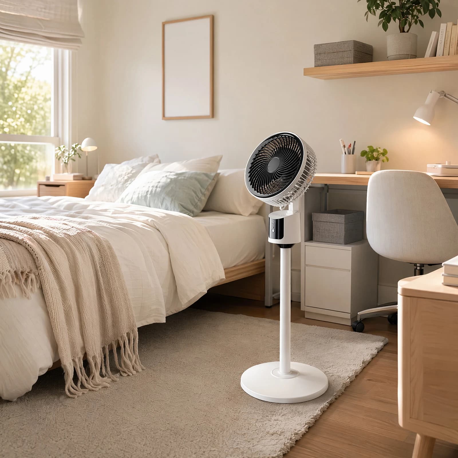 Quiet USB Standing Fan with 3-Speed Airflow