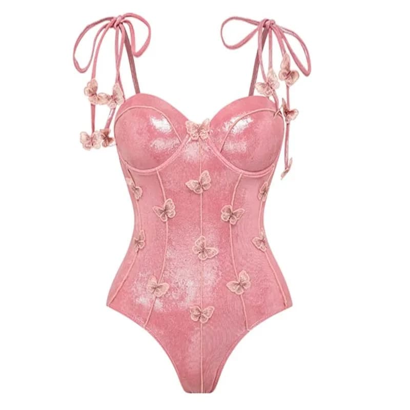 Women's Ruffle Print Bikini Bodysuit With Skirt