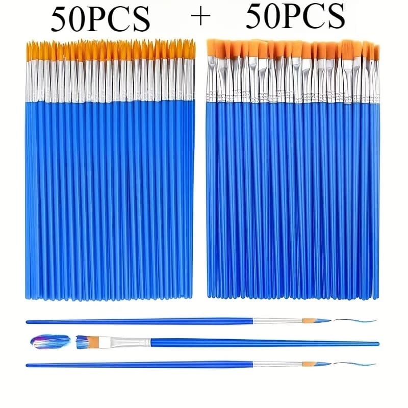 100-Piece Brush Set Wide and Round Head