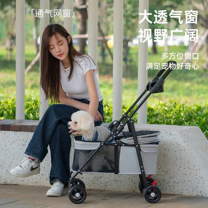 Lightweight Foldable Pet Stroller Outdoor Travel Hand Cart for Small Dogs Cats Teddy Walking Trip
